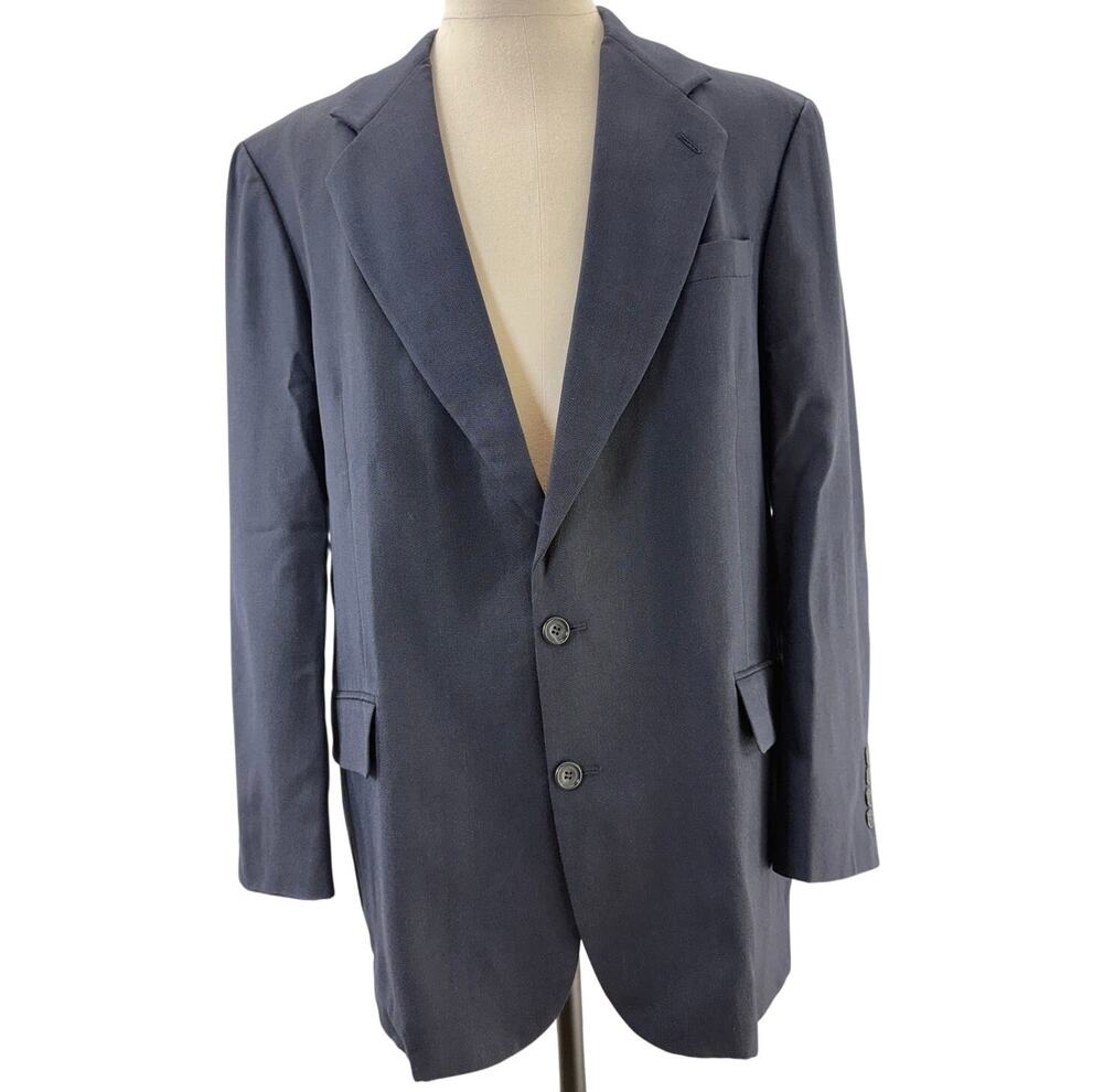 Oscar de la Renta Men’s 42L Navy Blue Blazer Jacket Sport Coat
